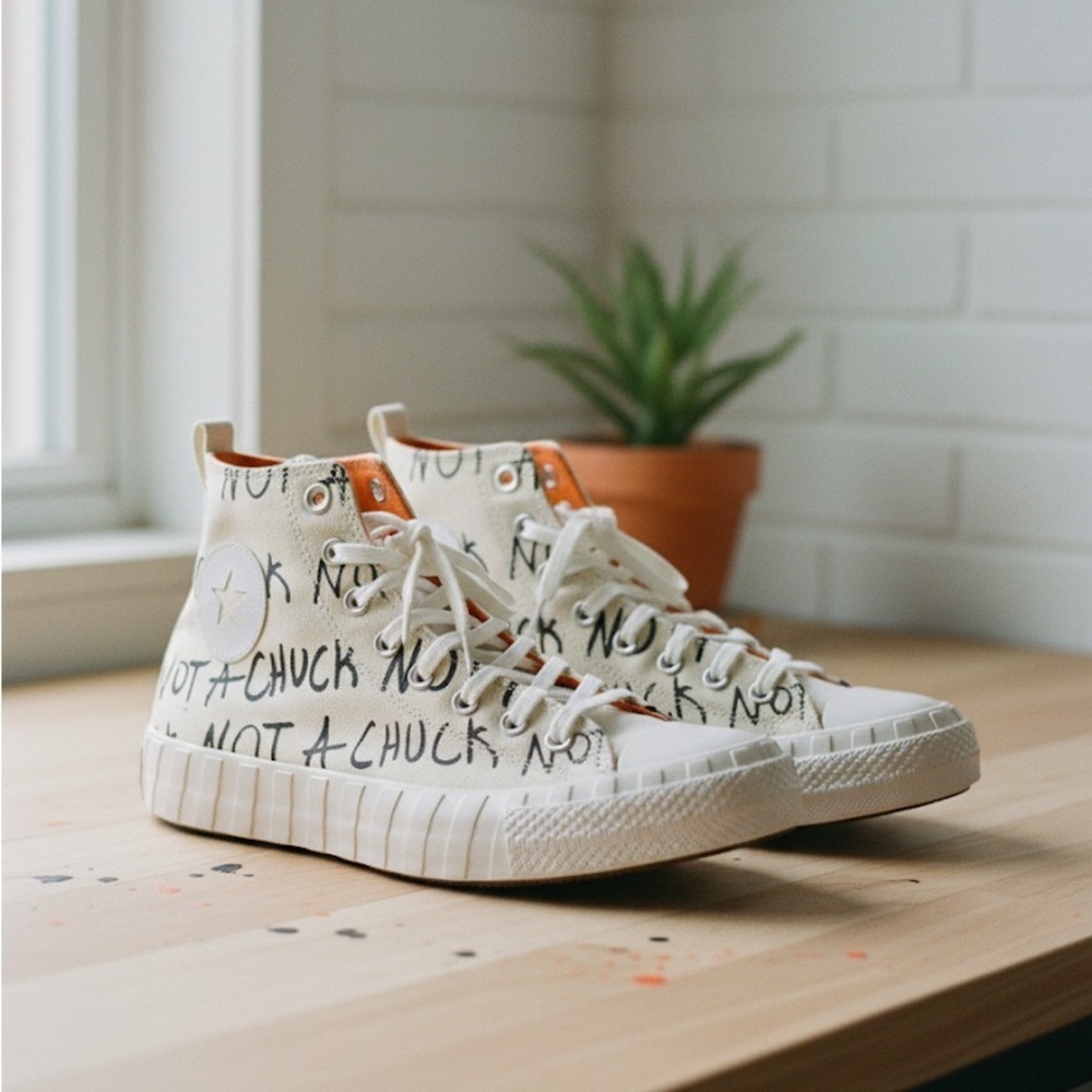Converse sneakers hi‎ top Not A Chuck embroidered graphics men’s 9.5
